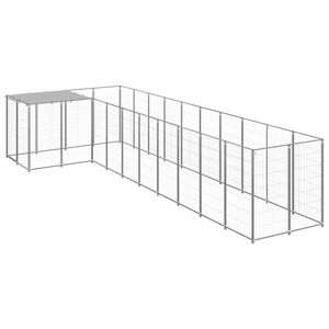 vidaXL Voljeras &scaron;unims, sidabrinės spalvos, 7,26m&sup2;, plienas