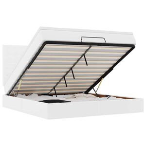 vidaXL Osmanų lovos rėmas su čiužiniu, balta, 160x200cm, dirbtinė oda