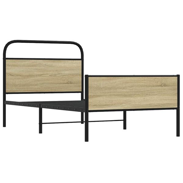 vidaXL Lovos rėmas be čiužinio, sonoma, 90x200cm, apdirbta mediena