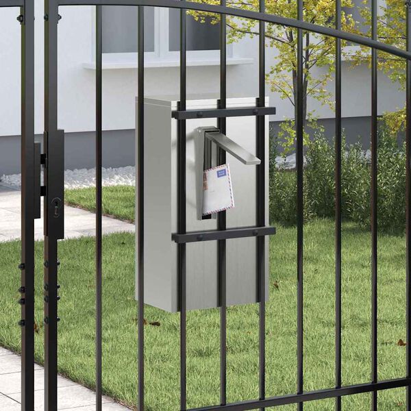 vidaXL mailbox su saugykla Juoda 30 x 20 x 55 cm Cinkuota plienas