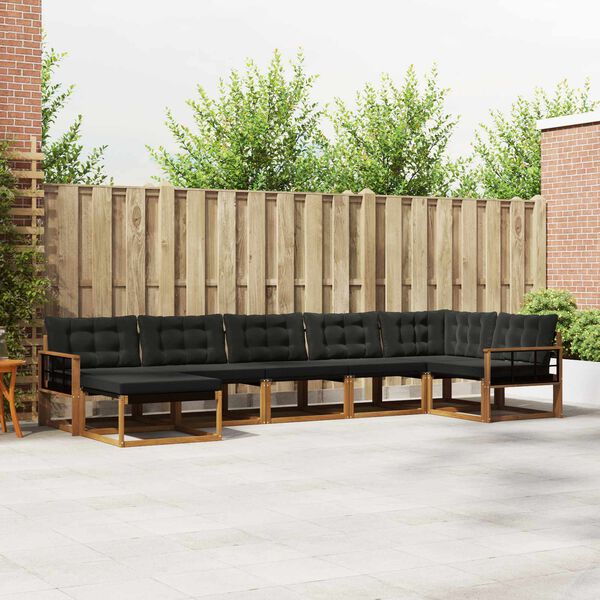 vidaXL Lauko sofos komplektas su pagalve 21 pcs Natūrali ir juoda