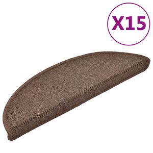 vidaXL Laiptų kilimėliai 15 vnt. 56 x 17 x 3 cm Non-Slip Kavos ruda