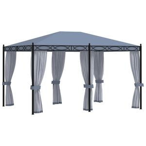 vidaXL Pavėsinė su tinkleliais, antracito spalvos, 3x4m, plienas