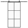 vidaXL Stumdomos durys su įrangos rinkiniu, juodas, 102x205 cm, ESG ir