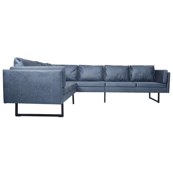 vidaXL Kampinė sofa, pilkos spalvos, dirbtinė versta oda