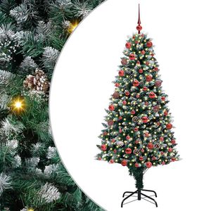 vidaXL Kalėdų eglutė su LED lemputėmis Žalia ir balta 180 cm