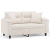 vidaXL Dvivietė sofa su pagalvėmis, smėlio, 120cm, audinys