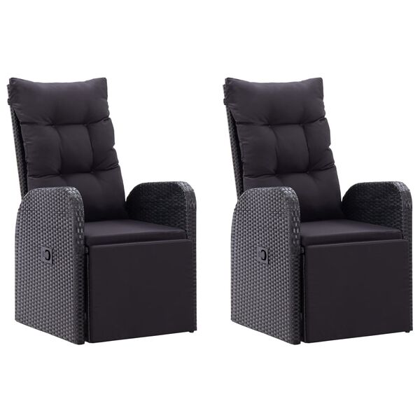 vidaXL Sodo komplektas su pagalvėlėmis, 5 dalių, juodas, poliratanas