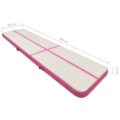 vidaXL Pripučiamas gimnastikos kilimėlis, rožinis, 600x100x15cm, PVC