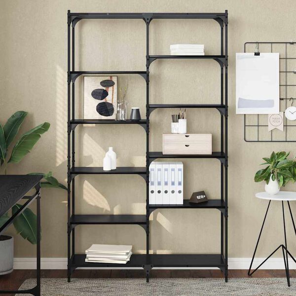 vidaXL Knygų lentyna juoda ąžuolo 100 x 32 x 170 cm Apdirbta mediena