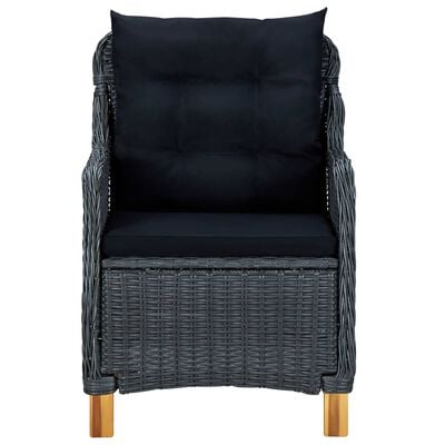 vidaXL Sodo kėdės su pagalvėlėmis, 2vnt., tamsiai pilkos, poliratanas