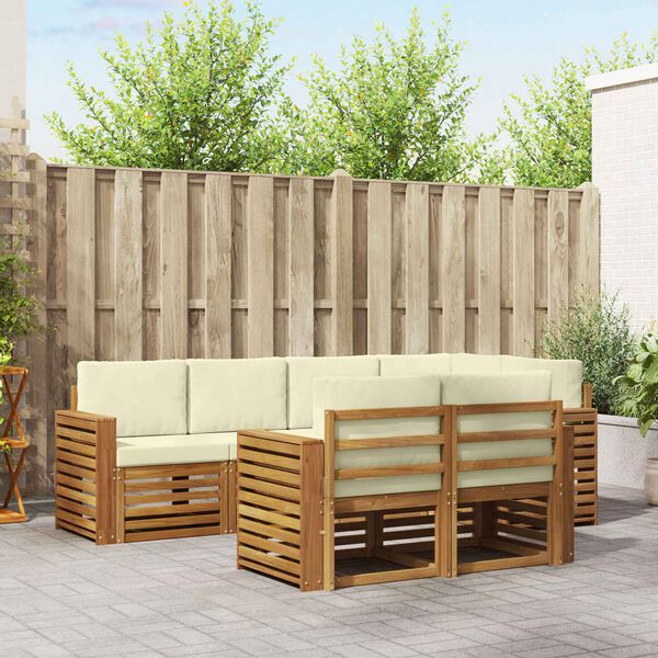 vidaXL Sofų komplektai su pagalve 7 pcs Natūralus ir grietinėlė