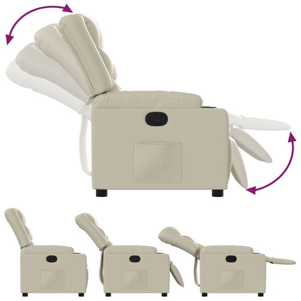 vidaXL Atlo&scaron;iamas krėslas, kreminės spalvos, dirbtinė oda