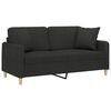 vidaXL Dvivietė sofa su pagalvėlėmis, juodos spalvos, 140cm, audinys