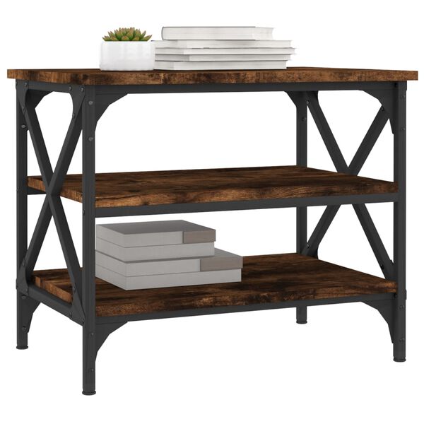 vidaXL Šoninis staliukas, dūminio ąžuolo, 55x38x45cm, apdirbta mediena