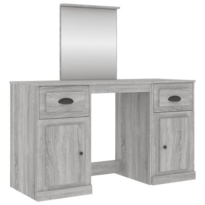 vidaXL Kosmetinis staliukas su veidrodžiu, pilkas, 130x50x132,5cm