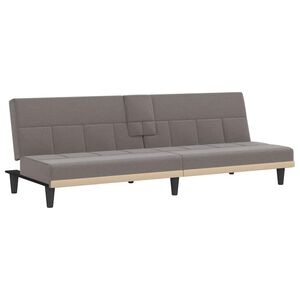 vidaXL Sofa-lova su puodelių laikikliais, taupe spalvos, audinys