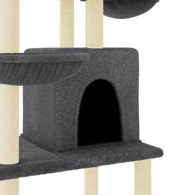 vidaXL Draskyklė katėms su stovais iš sizalio, tamsiai pilka, 180cm