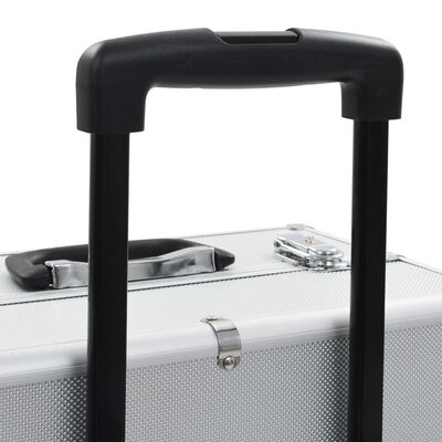 vidaXL Kosmetikos lagaminas su ratukais, sidabrinės spalvos, aliuminis