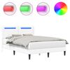 vidaXL Lovos rėmas su LED juostelėmis Balta 120 x 190 cm Dirbtinė oda