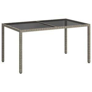 vidaXL Sodo stalas, pilkas, 150x90x75cm, grūdintas stiklas/poliratanas