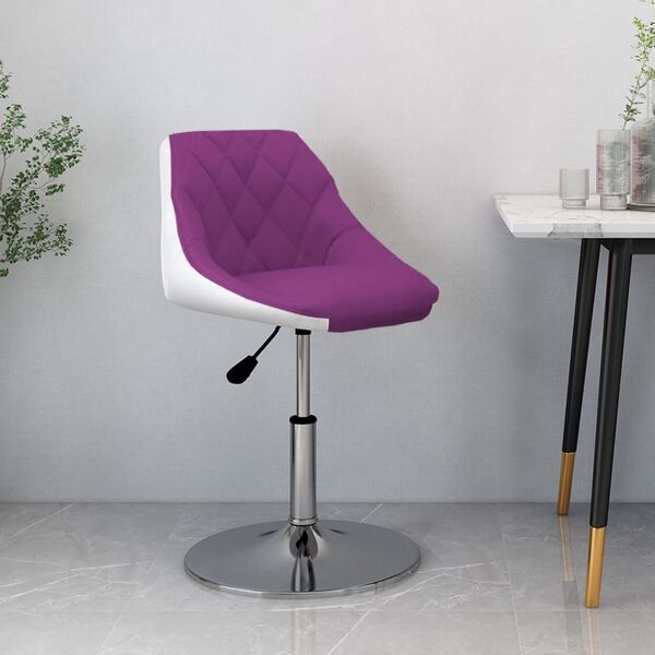 vidaXL Baro taburetė, violetinės ir baltos spalvos, dirbtinė oda