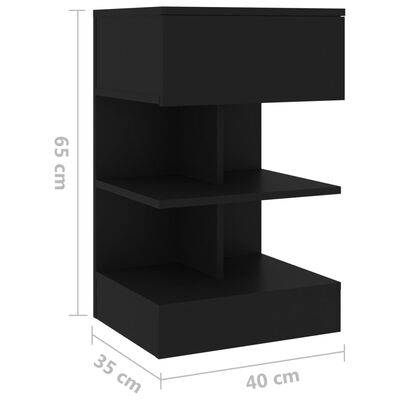 vidaXL Naktinė spintelė, juodos spalvos, 40x35x65cm, MDP