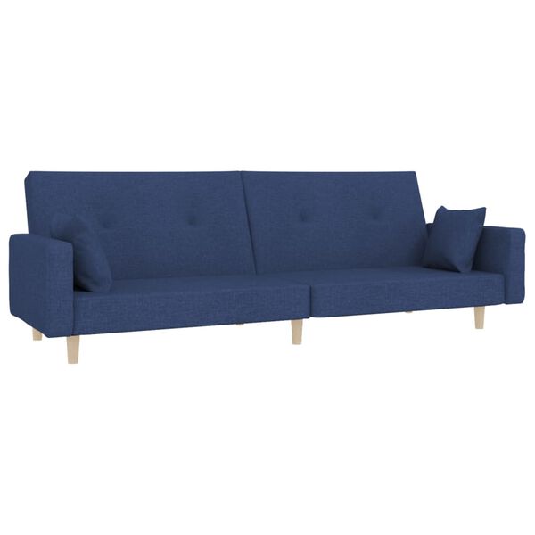 vidaXL Dvivietė sofa-lova su pakoja, mėlynos spalvos, audinys