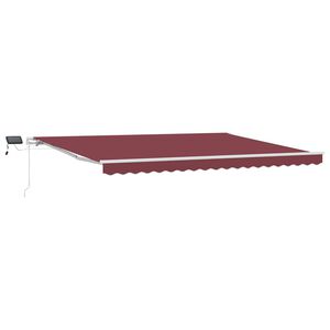 vidaXL Rankiniu būdu i&scaron;traukiama markizė su LED, bordo, 450x300cm