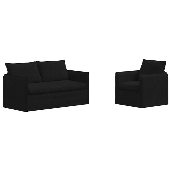 vidaXL Sofa 2 pcs Juoda 196 x 82 x 85 cm audinys