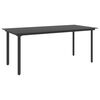 vidaXL Sodo valgomojo stalas, juodas, 190x90x74cm, plienas ir stiklas
