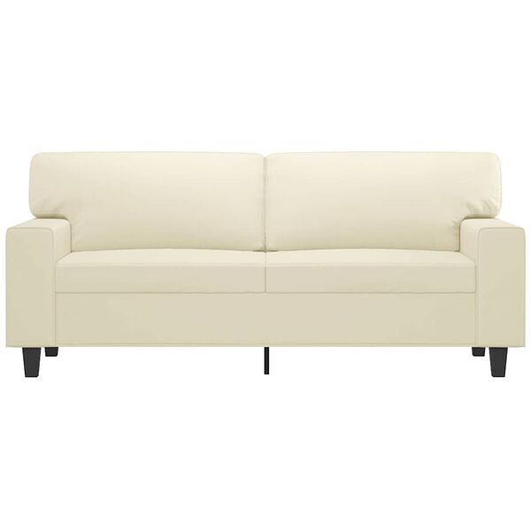 vidaXL Dvivietė sofa, kreminės spalvos, 140cm, dirbtinė oda