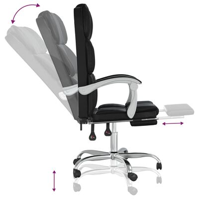 vidaXL Atlošiama biuro kėdė, juodos spalvos, dirbtinė oda