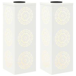 vidaXL Saulės LED &scaron;aligatvio &scaron;viesa 2 vnt. &Scaron;ilta balta 18 x 18 x 50 cm