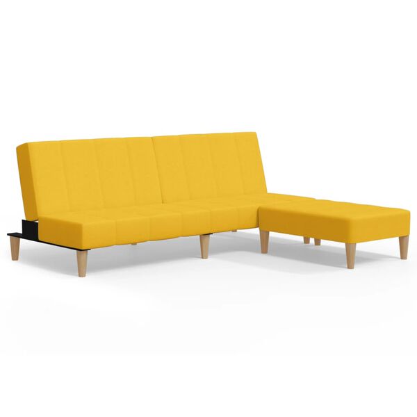 vidaXL Dvivietė sofa-lova su pakoja, geltonos spalvos, audinys