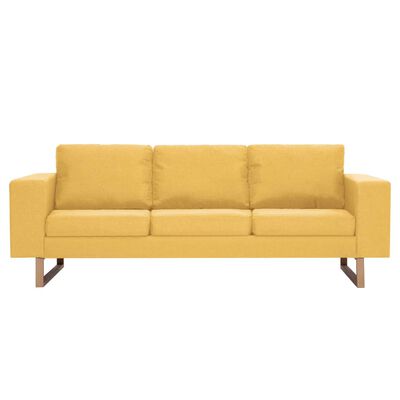 vidaXL Trivietė sofa, geltona, audinys