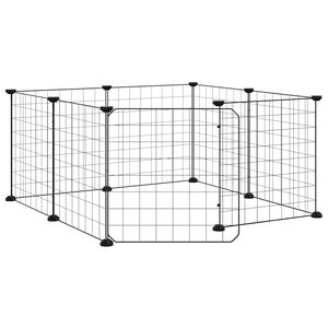vidaXL 8 dalių augintinių narvas su durelėmis, juodas, 70x70x35 cm, plienas
