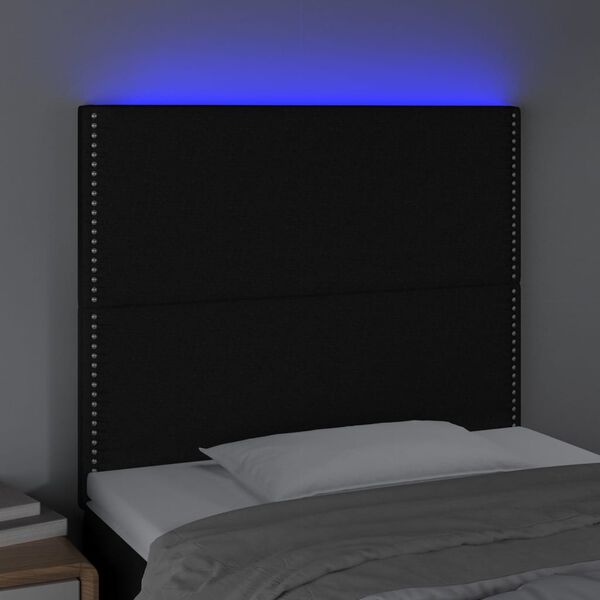 vidaXL Galvūgalis su LED, juodos spalvos, 100x5x118/128cm, audinys