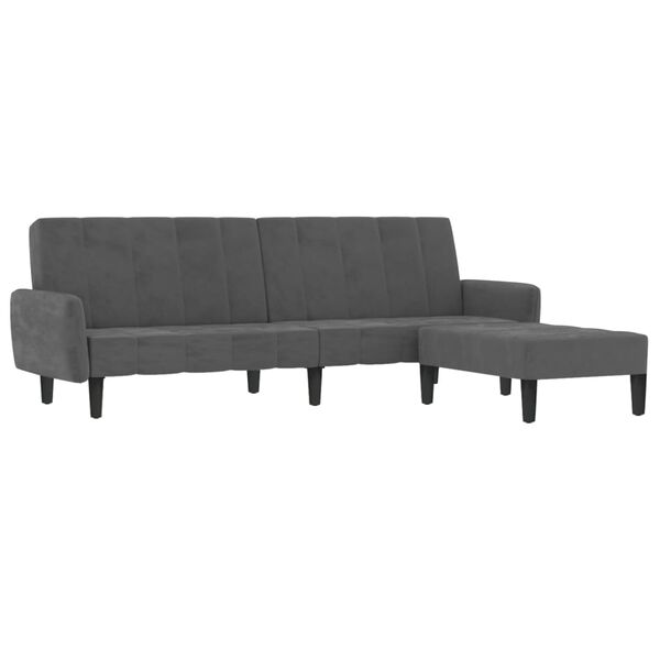 vidaXL Dvivietė sofa-lova su pakoja, tamsiai pilkos spalvos, aksomas