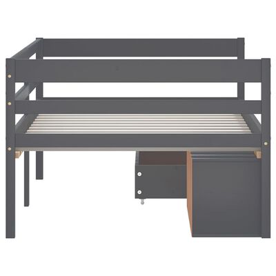 vidaXL Lovos rėmas su stalčiais ir spintele, pilkas, 90x200cm, pušis