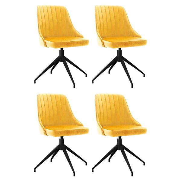 vidaXL Valgomojo kėdės, 4vnt., geltonos spalvos, aksomas
