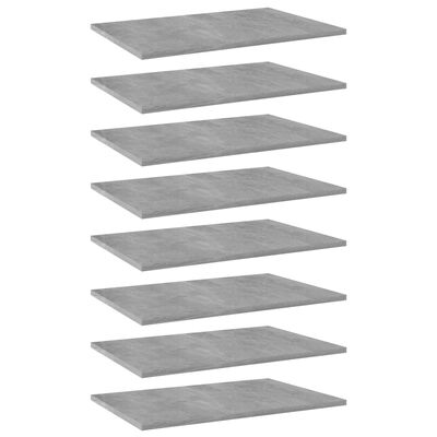 vidaXL Knygų lentynos plokštės, 8vnt., betono pilkos, 60x40x1,5cm, MDP