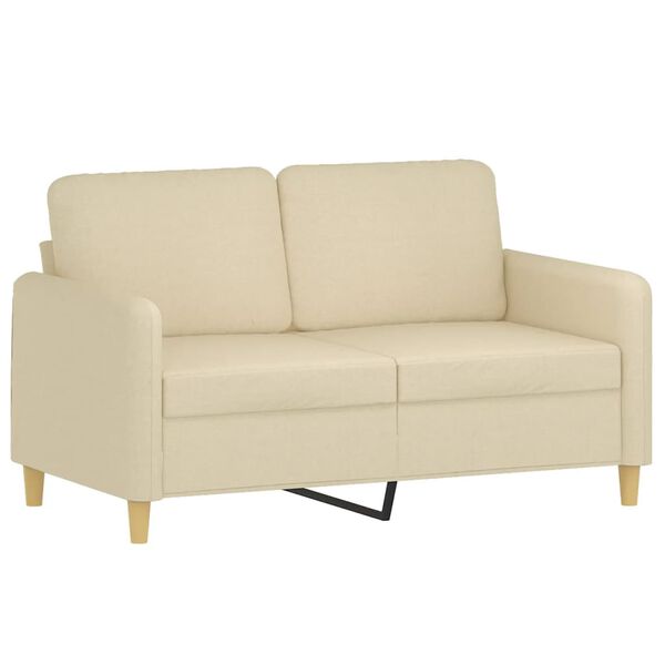 vidaXL Dvivietė sofa, kreminės spalvos, 120cm, audinys