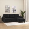 vidaXL Trivietė sofa su pakoja, juodos spalvos, 180cm, aksomas