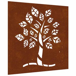 vidaXL Sodo sienos dekoracija, 55x55cm, corten plienas, medžio dizaino