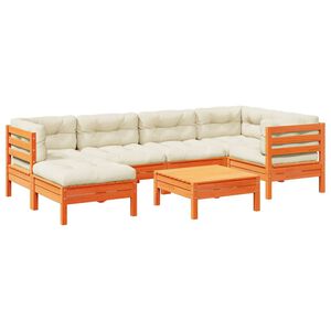 vidaXL Sodo komplektas su pagalvėlėmis, 7 dalių, va&scaron;ko rudas, pu&scaron;is