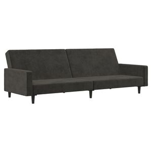 vidaXL Dvivietė sofa-lova, tamsiai pilkos spalvos, aksomas