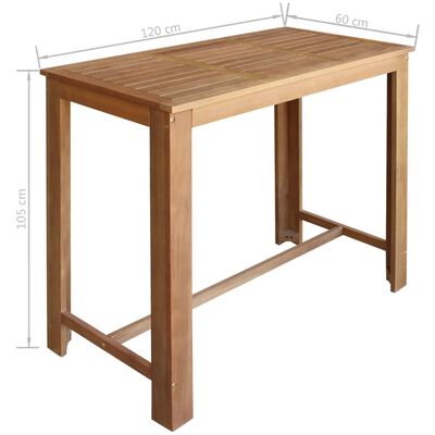 vidaXL Baro stalo ir kėdžių komplektas, 5d., akacijos mediena