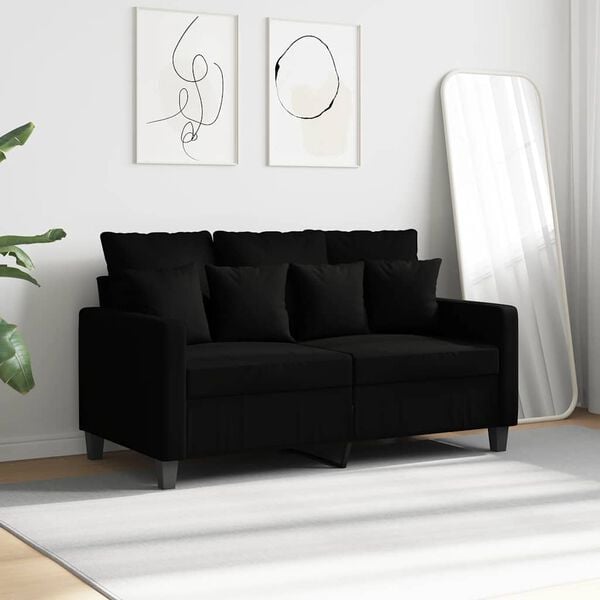 vidaXL Dvivietė sofa, juodos spalvos, 120cm, audinys