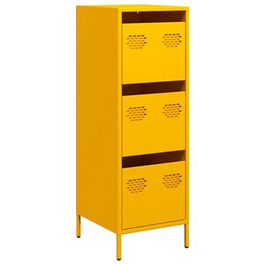 vidaXL Highboard Garstyčių geltona 39x35x103,5 cm Plienas